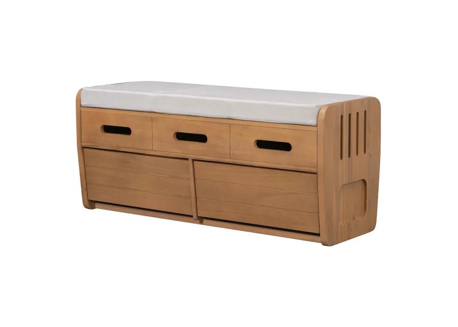 Merax Rustic Storage Bench with 2 Drawers