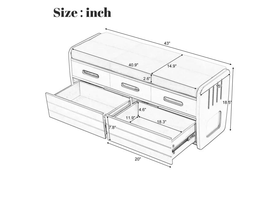 Merax Rustic Storage Bench with 2 Drawers