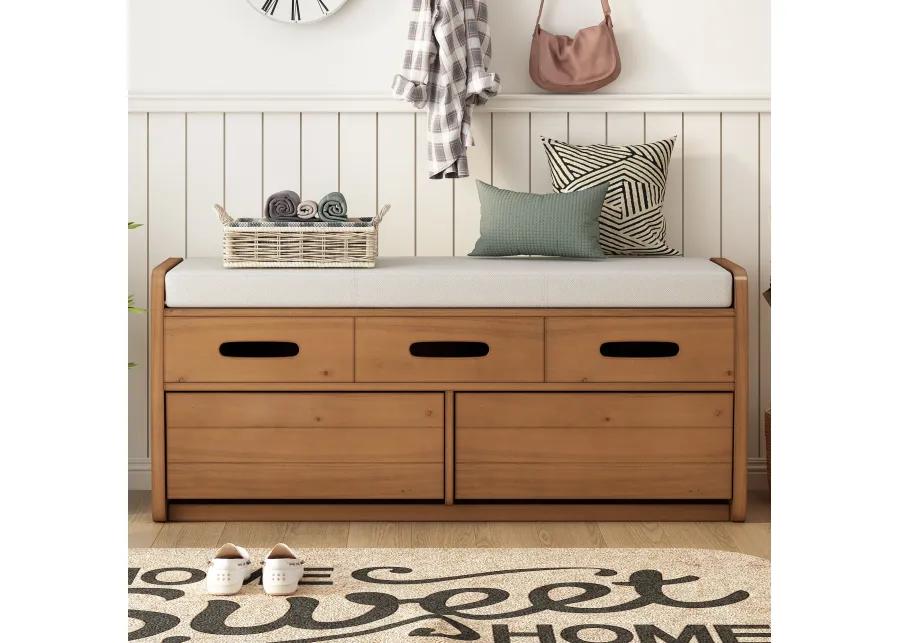 Merax Rustic Storage Bench with 2 Drawers