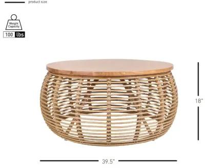 New Pacific Direct Iris Rattan Round Coffee Table