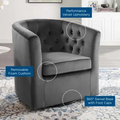 Prospect Tufted Performance Velvet Swivel Armchair