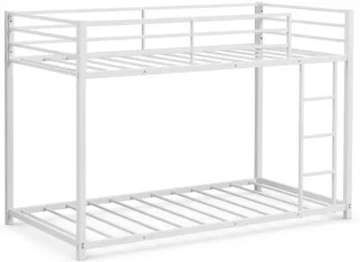 Sturdy Metal Bunk Bed Frame Twin Over Twin with Safety Guard Rails and Side Ladder