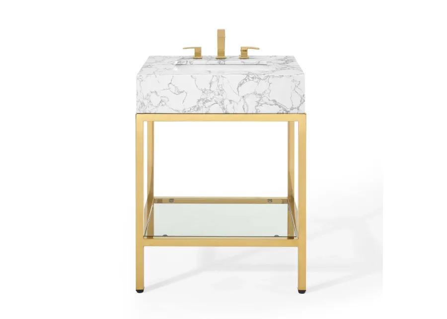 Kingsley 26" Gold Stainless Steel Bathroom Vanity