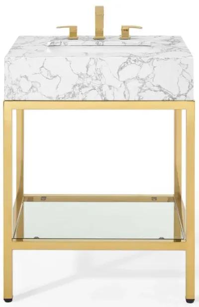 Kingsley 26" Gold Stainless Steel Bathroom Vanity