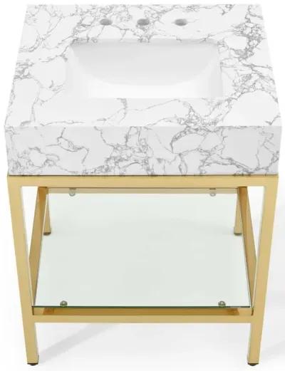 Kingsley 26" Gold Stainless Steel Bathroom Vanity