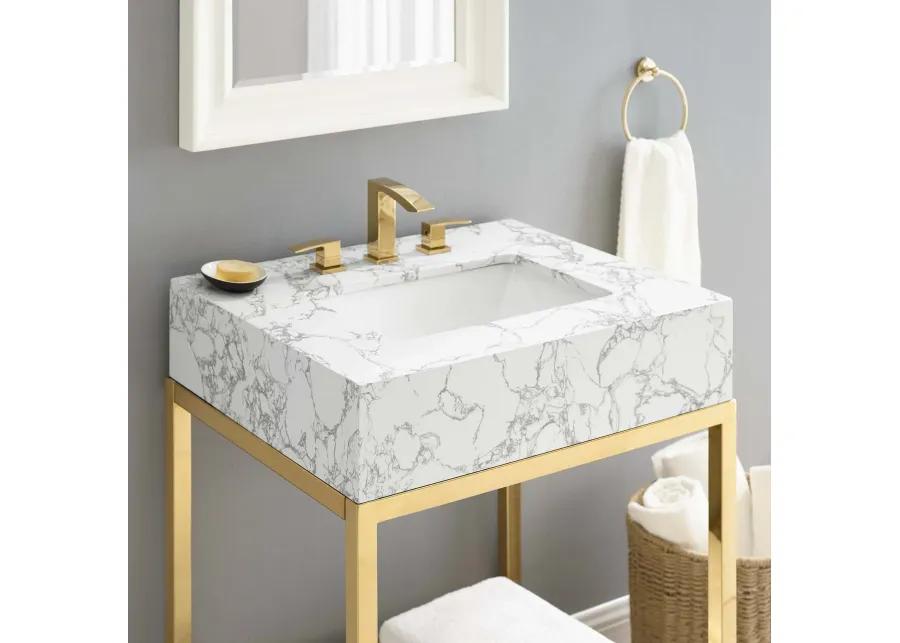 Kingsley 26" Gold Stainless Steel Bathroom Vanity