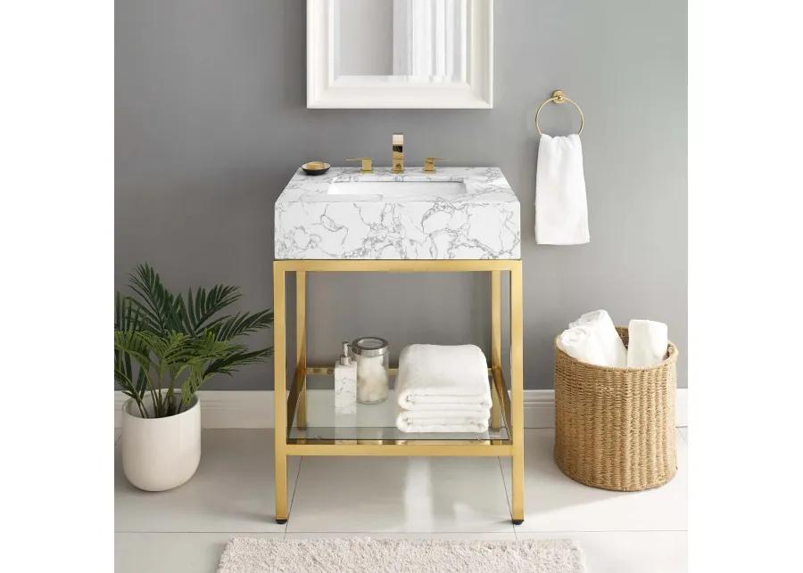 Kingsley 26" Gold Stainless Steel Bathroom Vanity