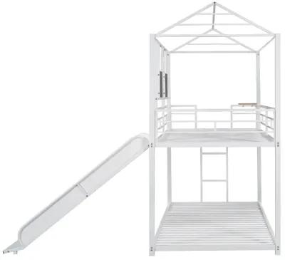 Merax Metal Bunk Bed House Bed With Slide