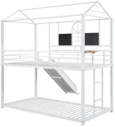 Merax Metal Bunk Bed House Bed With Slide