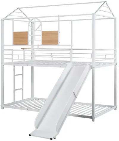 Merax Metal Bunk Bed House Bed With Slide