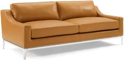 Harness Stainless Steel Base Leather Sofa and Loveseat Set