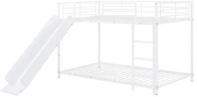 Merax Metal Bunk Bed with Slide and Guardrails