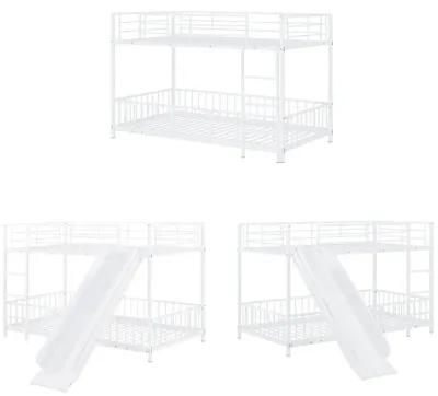 Merax Metal Bunk Bed with Slide and Guardrails