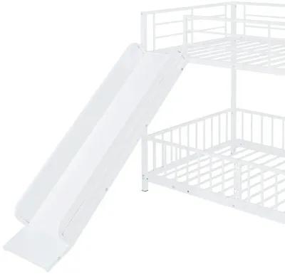 Merax Metal Bunk Bed with Slide and Guardrails