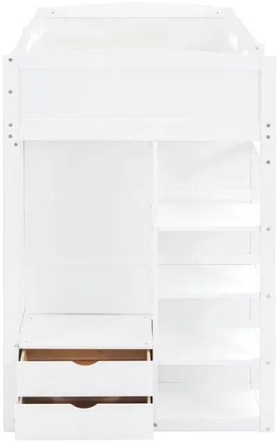 Merax Classical Loft Bed with Desk and Wardrobes