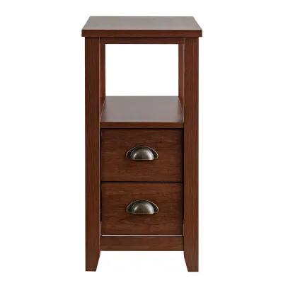 Nightstand End Table Wooden with 2 Drawers and Shelf Bedside Table