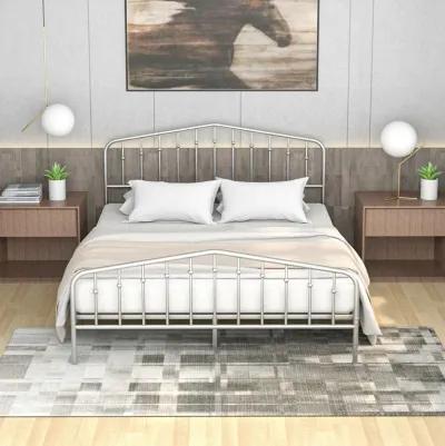 Queen Size Metal Bed Frame Platform Headboard and Footboard with Storage