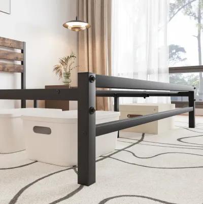 Hivvago FullSized Platform Bedframe with Slats and Vintage Wooden Head Board