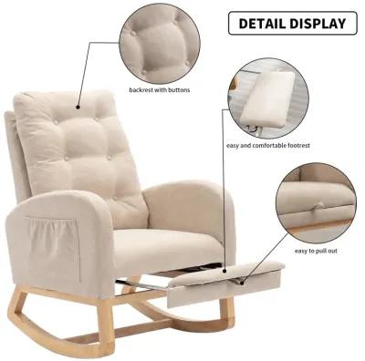 High Back Accent Rocking Chair with Footrest