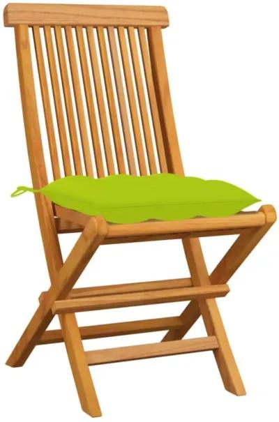 vidaXL Garden Chairs with Bright Green Cushions 4 pcs Solid Teak Wood