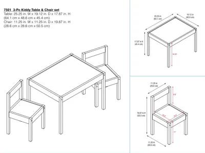 Baby Relax Percy 3-PC Kiddy Table & Chair Set, Gray