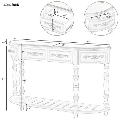 Merax 52''Modern and Contemporary Curved Console Table with 4 Drawers and 1 Shelf