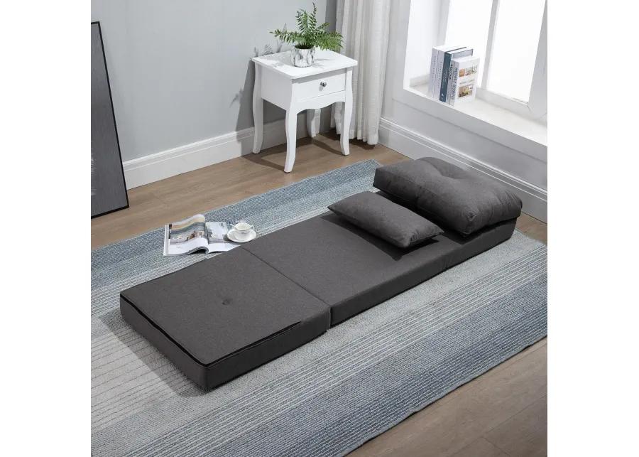 Dark Grey Lounger: Convertible Sofa Bed with Adjustable Backrest