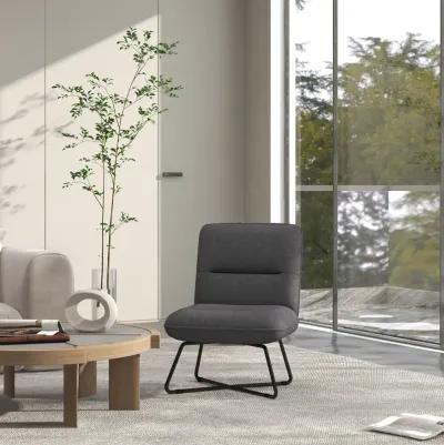 HOMCOM Armless Accent Chair, Upholstered Slipper Chair for Living Room with Crossed Steel Legs, Dark Gray