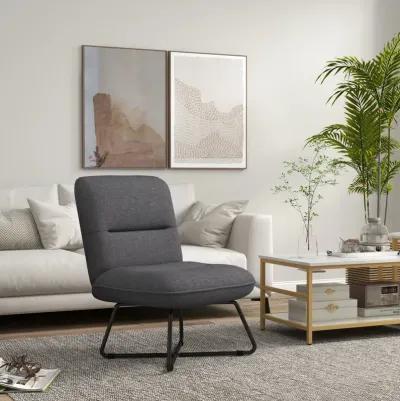 HOMCOM Armless Accent Chair, Upholstered Slipper Chair for Living Room with Crossed Steel Legs, Dark Gray