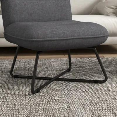 HOMCOM Armless Accent Chair, Upholstered Slipper Chair for Living Room with Crossed Steel Legs, Dark Gray