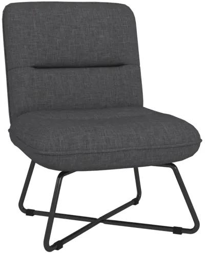 HOMCOM Armless Accent Chair, Upholstered Slipper Chair for Living Room with Crossed Steel Legs, Dark Gray