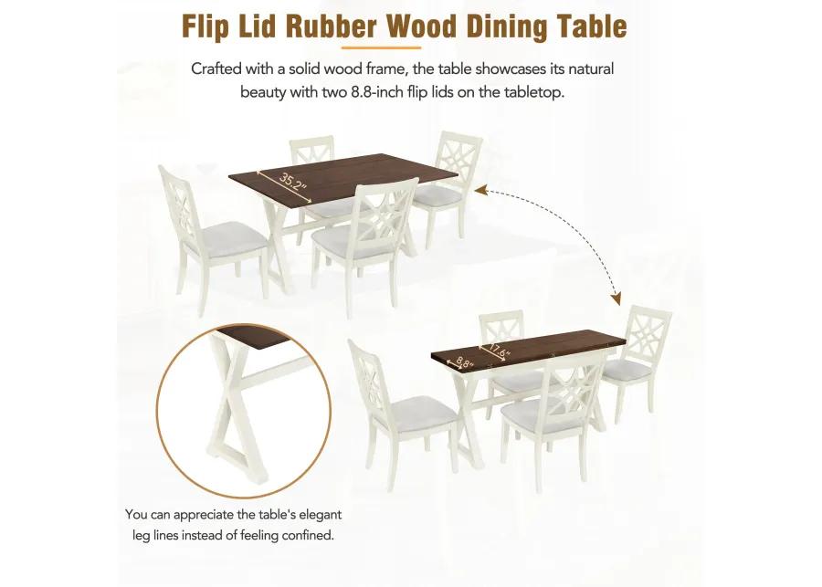 Merax Extendable Rubber Wood Dining Table Set