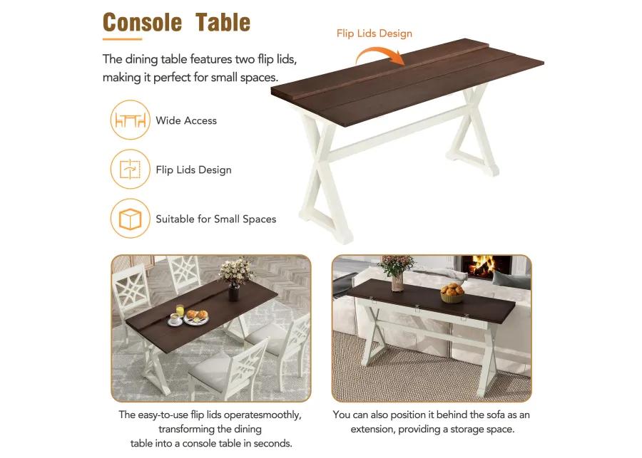 Merax Extendable Rubber Wood Dining Table Set