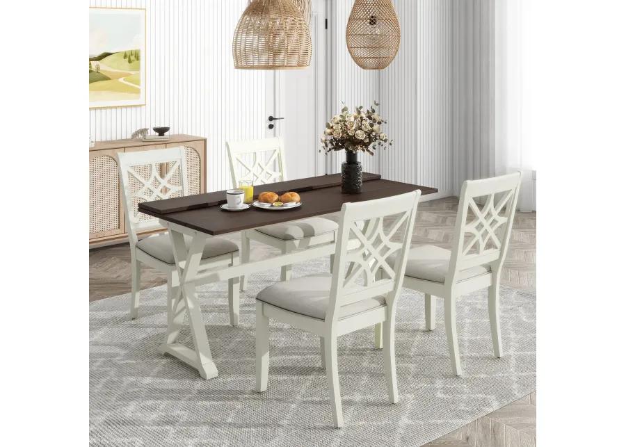 Merax Extendable Rubber Wood Dining Table Set