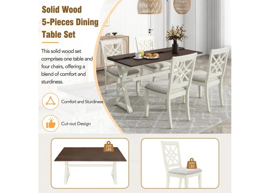 Merax Extendable Rubber Wood Dining Table Set