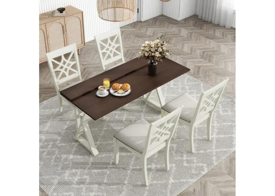 Merax Extendable Rubber Wood Dining Table Set