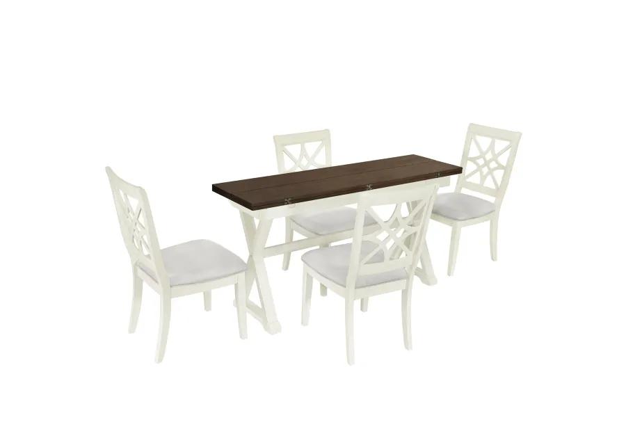 Merax Extendable Rubber Wood Dining Table Set