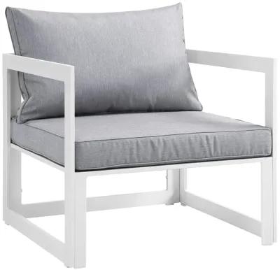 White Gray Fortuna 3 Piece Outdoor Patio Sectional Sofa Set - Benzara