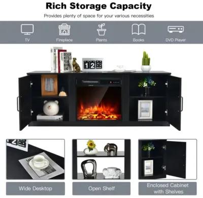 Hivvago 58 Inch TV Stand with 1500W Faux Fireplace for TVs up to 65 Inch