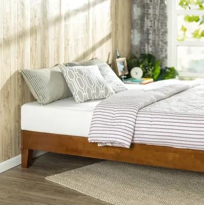 Hivvago Twin size Low Profile Wooden Platform Bed Frame in Cherry Finish