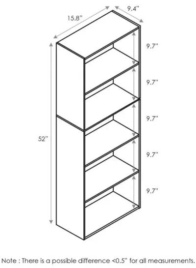 Furinno Luder 5-Tier Reversible Color Open Shelf Bookcase, White/Light Blue