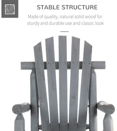 Dark Grey Patio Comfort: Wooden Adirondack Rocking Chair