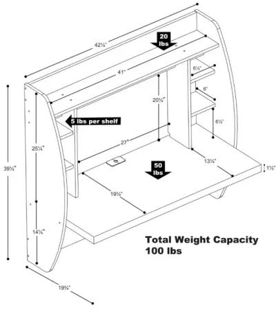 Hivvago White Wall-Mounted Modern Space Saving Laptop Computer Desk