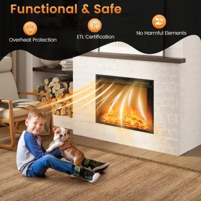 26 Inch Recessed Electric Fireplace with Adjustable Flame Brightness