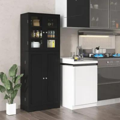 Hivvago Tall Kitchen Pantry Cabinet with Dual Tempered Glass Doors and Shelves