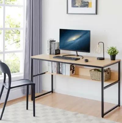 55-Inch Computer Desk Writing Table Workstation Home Office with Bookshelf