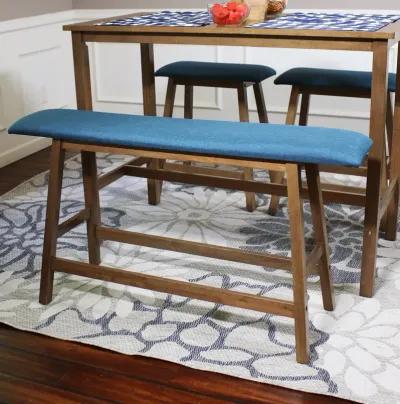 Sunnydaze Wooden Counter-Height Dining Bench with Cushion - Weathered Oak