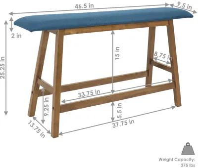 Sunnydaze Wooden Counter-Height Dining Bench with Cushion - Weathered Oak