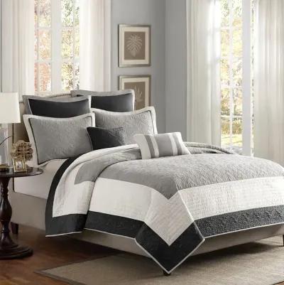 Gracie Mills Colby 7-Piece Quilt Set with Euro Shams and Cozy Throw Pillows