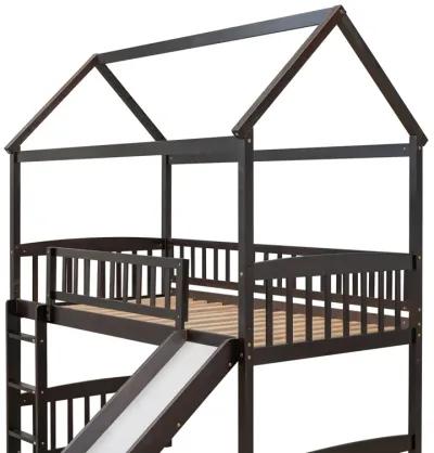 Twin Loft Bed With Slide, House Bed With Slide